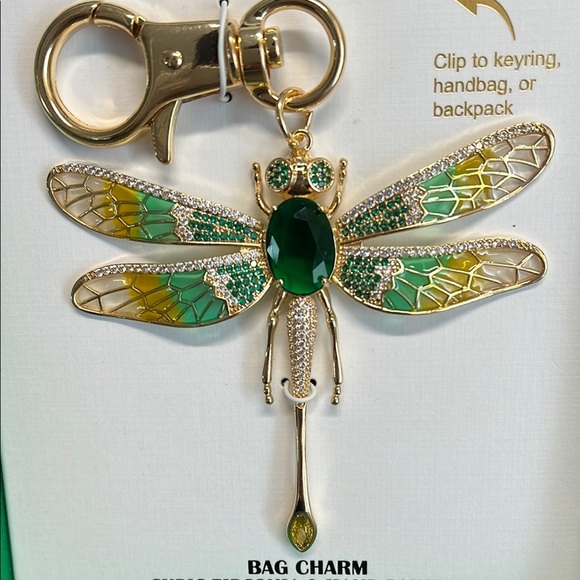 ✨Piper K Dragonfly Bag Charm with Green and Gold Accents 💚 - Picture 3 of 7